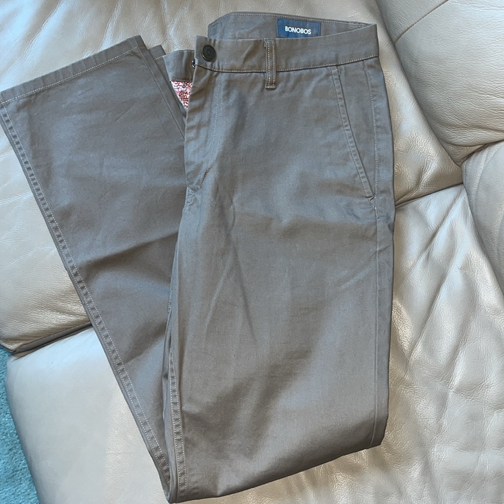 Bonobos Brown Pants with Red Patterned Interior